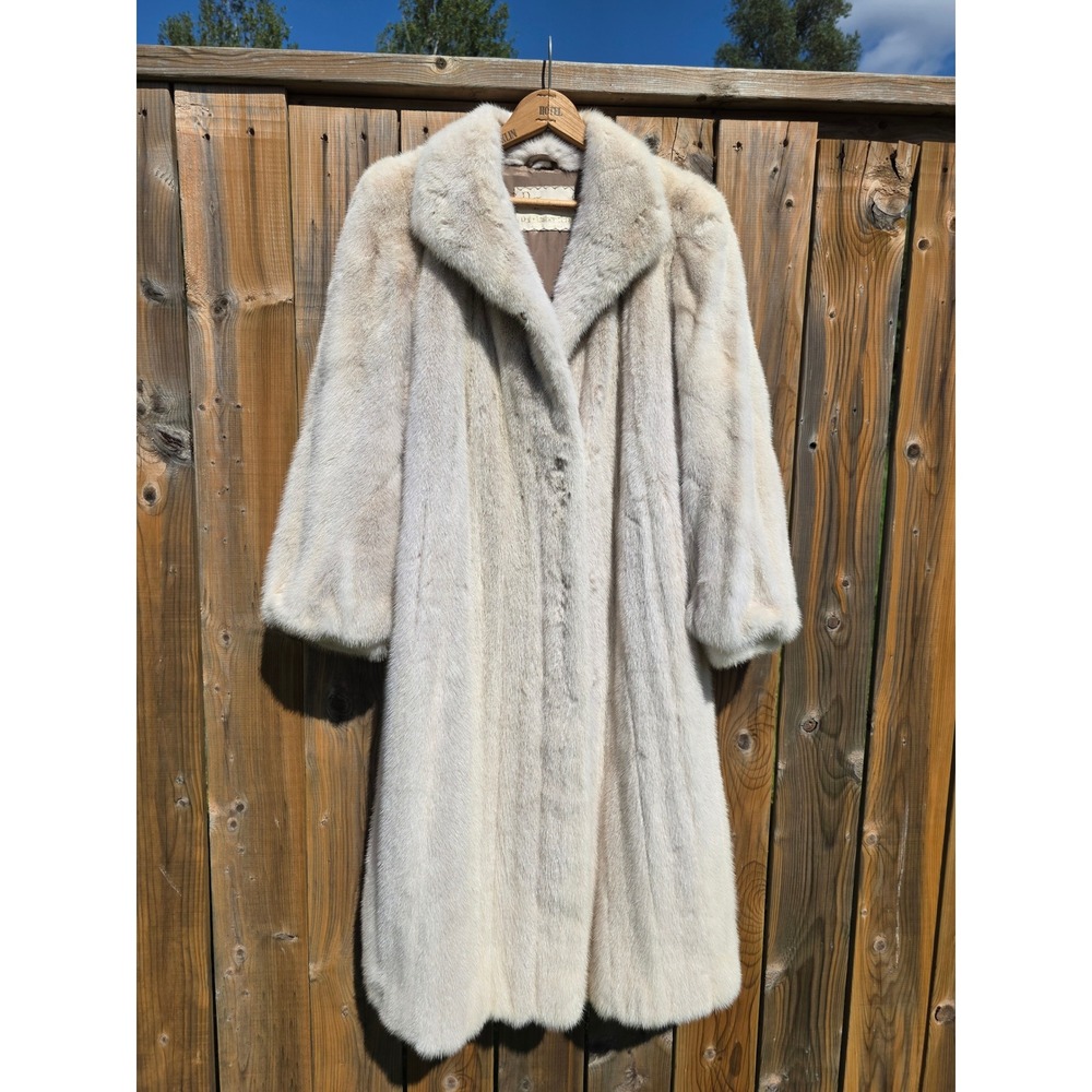Vintage 1970s Pat Flesher Furs Blonde Mink Fur Coat Long Jacket